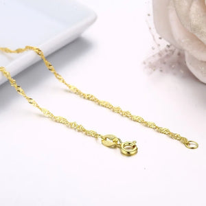 925 Sterling Silver Wave Chain Necklace 35-60cm