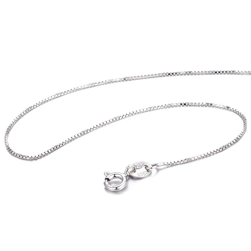 925 Sterling Silver Rhodium Plated Box Chain Necklace - 35-80cm Thin Link Slim