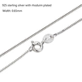 925 Sterling Silver Rhodium Plated Box Chain Necklace - 35-80cm Thin Link Slim