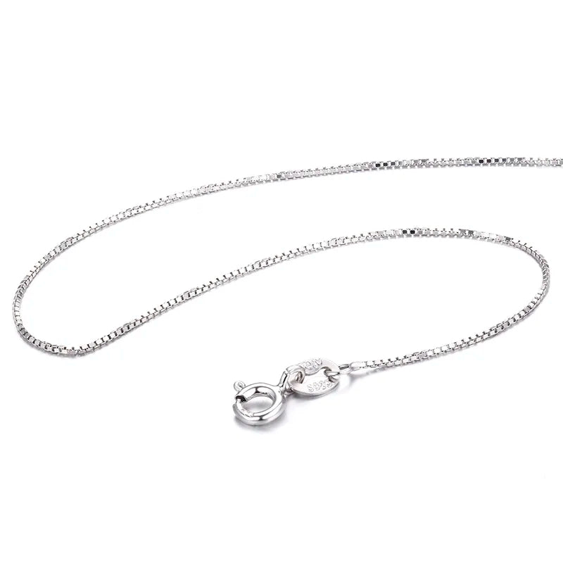 925 Sterling Silver Slim Box Chain Necklace Women Girls Kids
