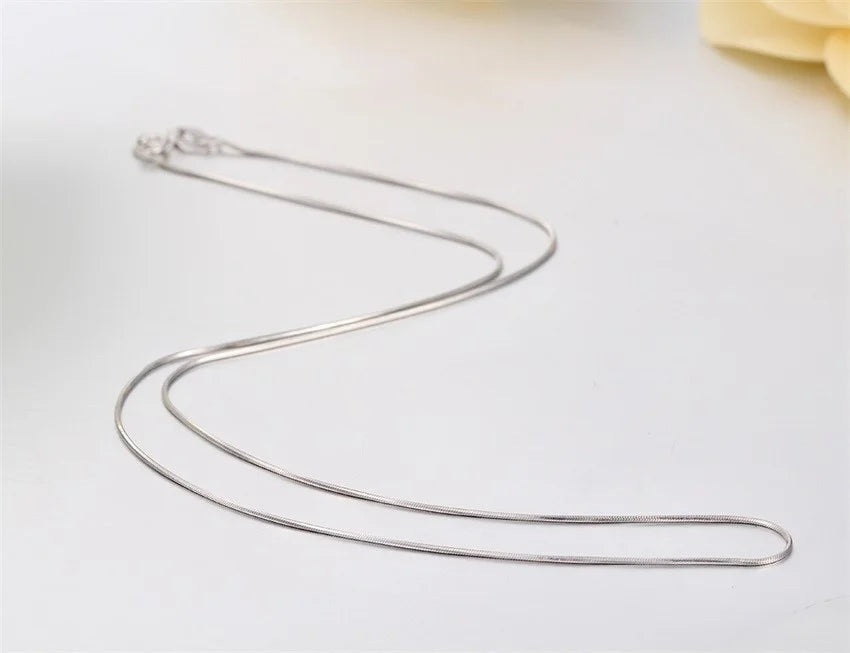 Real 925 Sterling Silver Octagonal Snake Chain Necklace 0.75mm