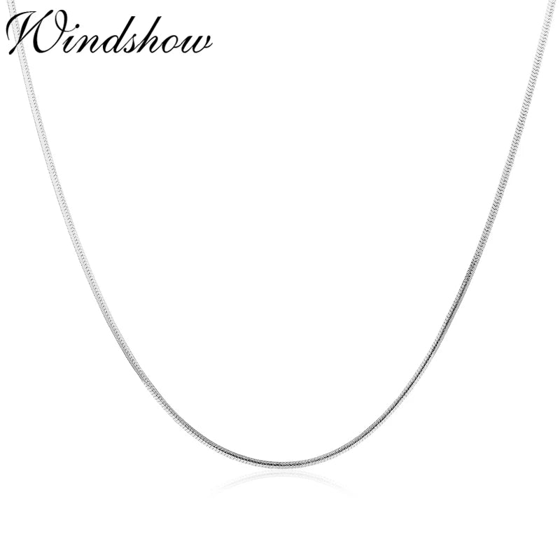 Real 925 Sterling Silver Octagonal Snake Chain Necklace 0.75mm