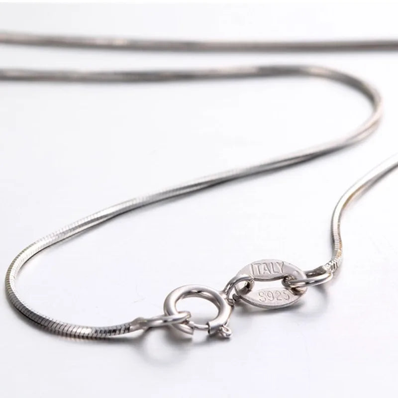 Real 925 Sterling Silver Octagonal Snake Chain Necklace 0.75mm