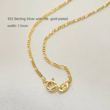 35-80cm 1.5mm Yellow 925 Silver Chain Necklace for Women Girls Kids Jewelry