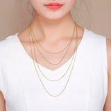 35-80cm 1.5mm Yellow 925 Silver Chain Necklace for Women Girls Kids Jewelry