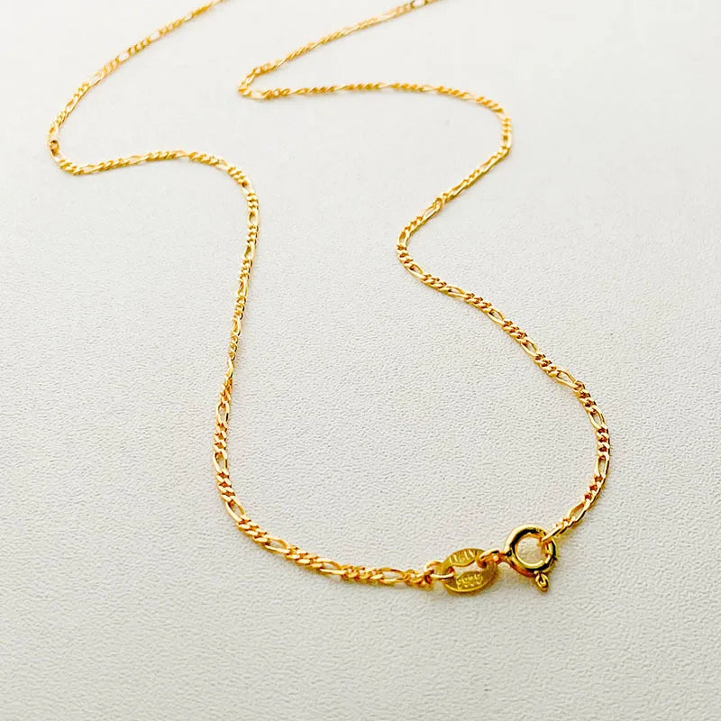 35-80cm 1.5mm Yellow 925 Silver Chain Necklace for Women Girls Kids Jewelry