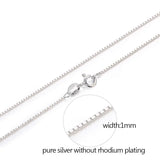 35cm-80cm Solid 925 Sterling Silver Box Chain Necklace for Women Men Kids Girls