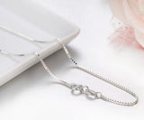 35cm-80cm Solid 925 Sterling Silver Box Chain Necklace for Women Men Kids Girls