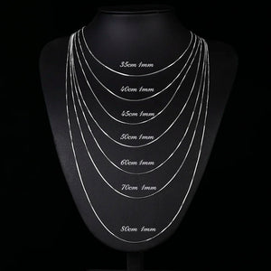 925 Sterling Silver Box Chain Necklace for Women Men Kids Girls