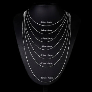 925 Sterling Silver Box Chain Necklace for Women Men Kids Girls Jewelry