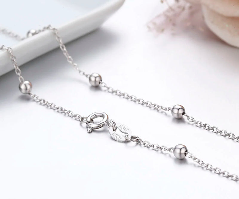 Sterling Silver Cross Beaded Chain Choker Necklace for Women