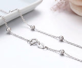 Sterling Silver Cross Beaded Chain Choker Necklace for Women