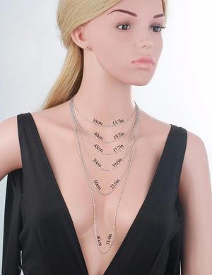 925 Silver Water Wave Chain Necklace Women Short Long Kolye