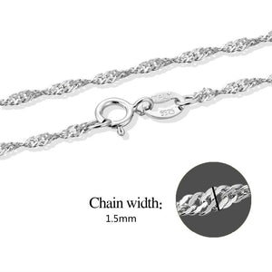 925 Silver Water Wave Chain Necklace Women Short Long Kolye