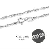 925 Silver Water Wave Chain Necklace Women Short Long Kolye