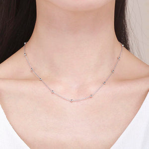 925 Sterling Silver Cross Beads Chain Choker Necklace Women Girls Jewelry