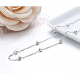 925 Sterling Silver Cross Beads Chain Choker Necklace Women Girls Jewelry