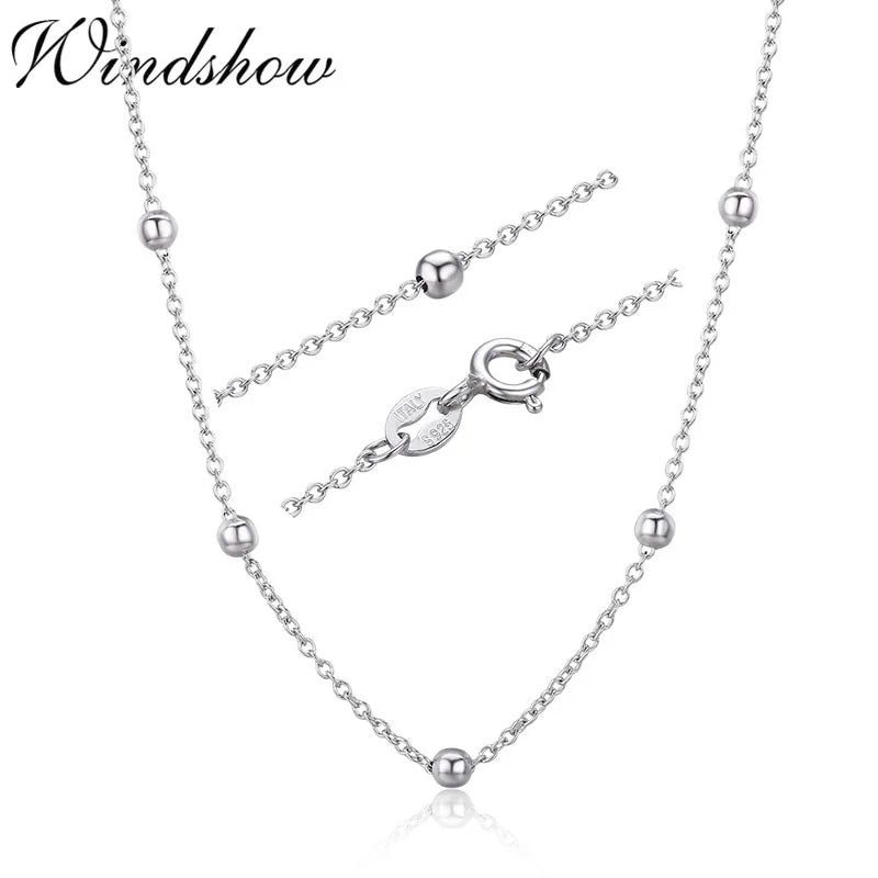 925 Sterling Silver Cross Beads Chain Choker Necklace Women Girls Jewelry