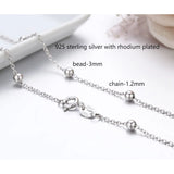 925 Sterling Silver Cross Beads Chain Choker Necklace Women Girls Jewelry
