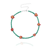 35cm Single Strand Choker Seed Beads Flower Boho Neckl