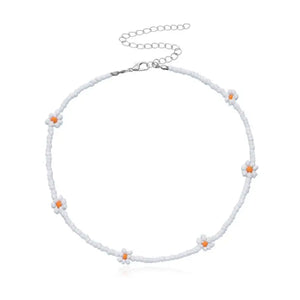 35cm Single Strand Choker Seed Beads Flower Boho Neckl