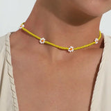 35cm Single Strand Choker Seed Beads Flower Boho Neckl