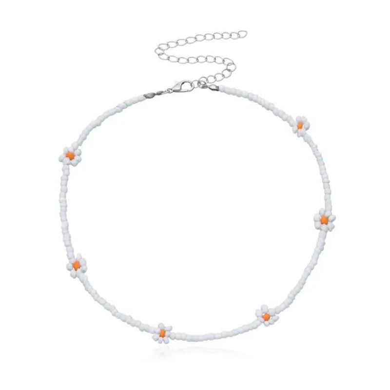 35cm Single Strand Choker Seed Beads Flower Boho Neckl
