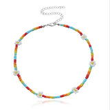 35cm Single Strand Choker Seed Beads Flower Boho Neckl