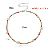 35cm Single Strand Choker Seed Beads Flower Boho Neckl