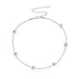 35cm Single Strand Choker Seed Beads Flower Boho Neckl