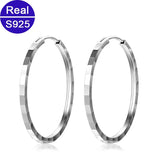 925 Sterling Silver Big Circle Hoop Earrings for Women Party