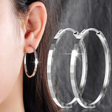 925 Sterling Silver Big Circle Hoop Earrings for Women Party