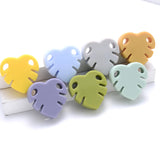 35mm Cartoon Leaves Teether Chew Beads Silicone DIY Baby Pacifier Chain Jewelry