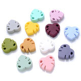 35mm Cartoon Leaves Teether Chew Beads Silicone DIY Baby Pacifier Chain Jewelry
