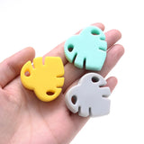 35mm Cartoon Leaves Teether Chew Beads Silicone DIY Baby Pacifier Chain Jewelry