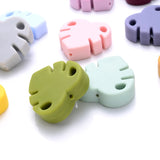 35mm Cartoon Leaves Teether Chew Beads Silicone DIY Baby Pacifier Chain Jewelry