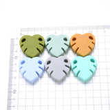 35mm Cartoon Leaves Teether Chew Beads Silicone DIY Baby Pacifier Chain Jewelry