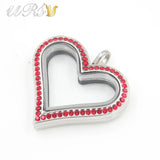 Colorful Czech Crystals Heart Locket Pendant