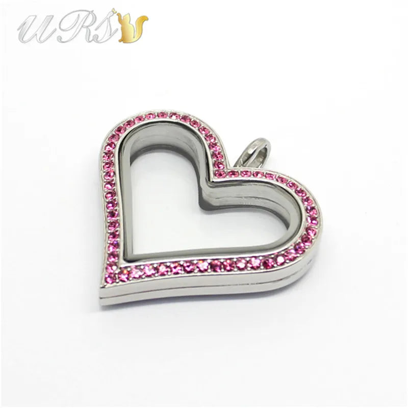 Colorful Czech Crystals Heart Locket Pendant