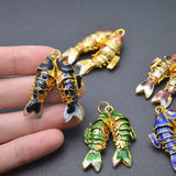 Cloisonne Double Carp Fish Pendant Leather Chains Necklace