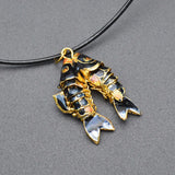 Cloisonne Double Carp Fish Pendant Leather Chains Necklace