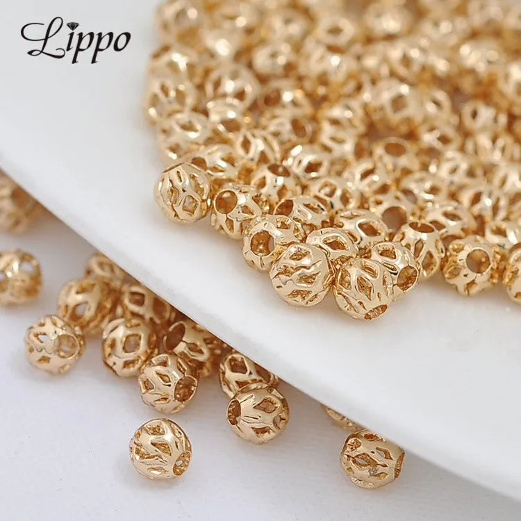 35pcs Metal Copper Openwork Number Beads for DIY Bracelets Findings