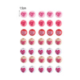 35pcs Mixed Love Heart Print Wood Bead DIY Bracelet Keychain Jewelry Making