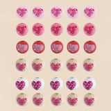 35pcs Mixed Love Heart Print Wood Bead DIY Bracelet Keychain Jewelry Making