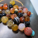 35pcs Natural Old Agate Beads Abacus Shape Colorful Luster Jewelry Accessories
