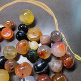 35pcs Natural Old Agate Beads Abacus Shape Colorful Luster Jewelry Accessories