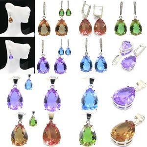 Hot Sell Created Alexandrite & Topaz Pendant & Earrings Set