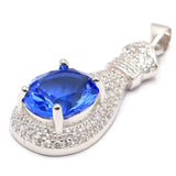 Green Emerald Tanzanite Rhodolite CZ Silver Pendant