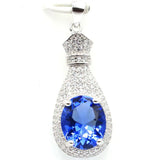 Green Emerald Tanzanite Rhodolite CZ Silver Pendant