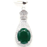 Green Emerald Tanzanite Rhodolite CZ Silver Pendant